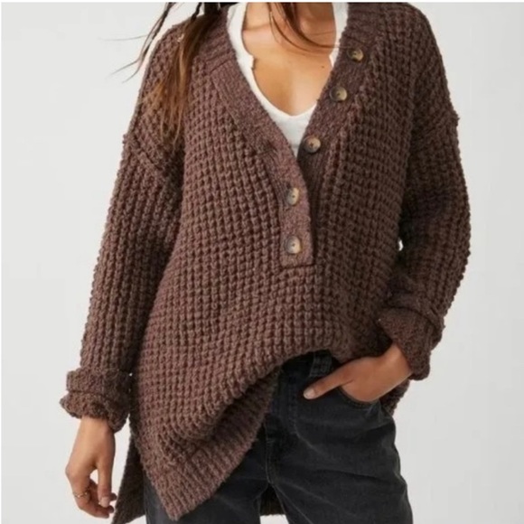 FREE PEOPLE Whistle thermal Henley sweater - Picture 1 of 6